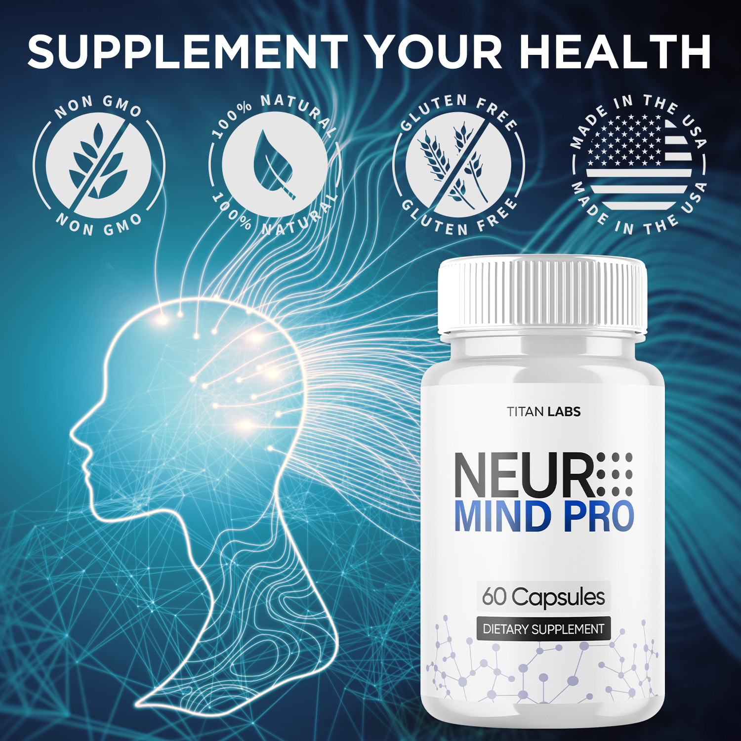 (2 Pack) Neuro Mind Pro Nootropic Natural Brain Formula Supplement 120 Capsules