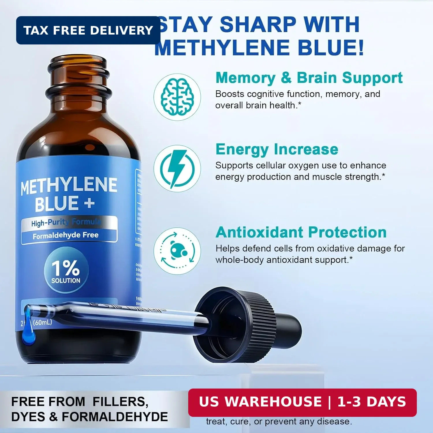 Blue Supplement – Pharmaceutical Grade, 2 FL OZ, 1% USP Grade, Liquid