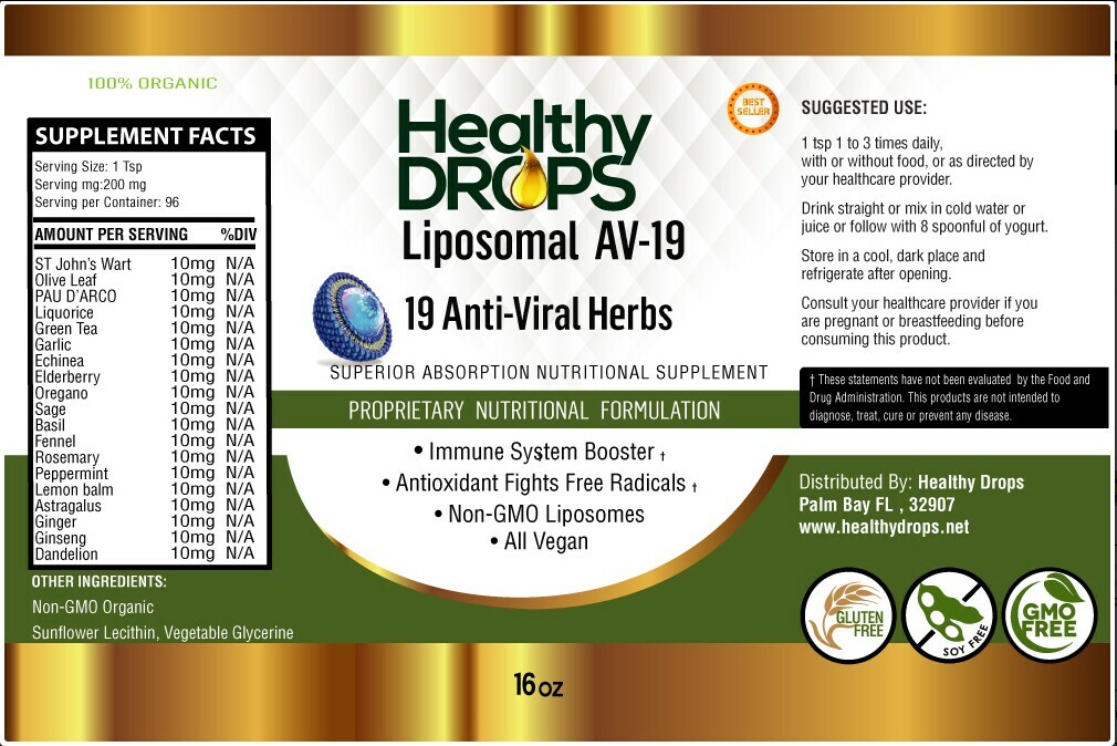 LIPOSOMAL ANTI VIRAL 19 HERBS “3 MONTHS SUPPLY 96 SERVINGS ORGANIC 12/2026 16oz