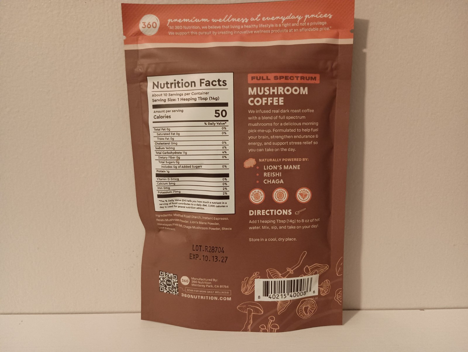 Shroomology™ Full Spectrum Mushroom Coffee Dark Roast 5 Oz Non GMO, Vegan & GF