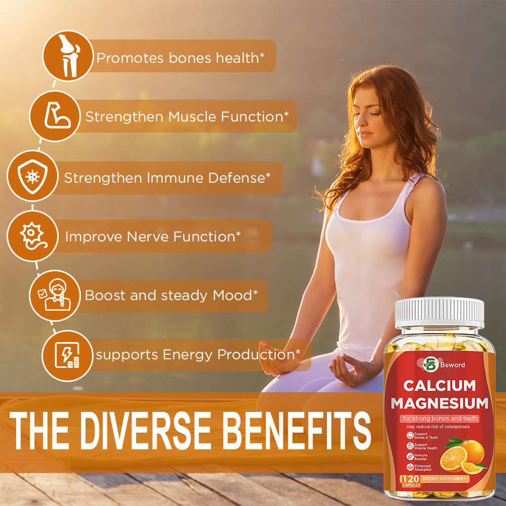 Calcium Magnesium Zinc with Vitamin D3 Support Bone Musle Nerve Health 120 PCS