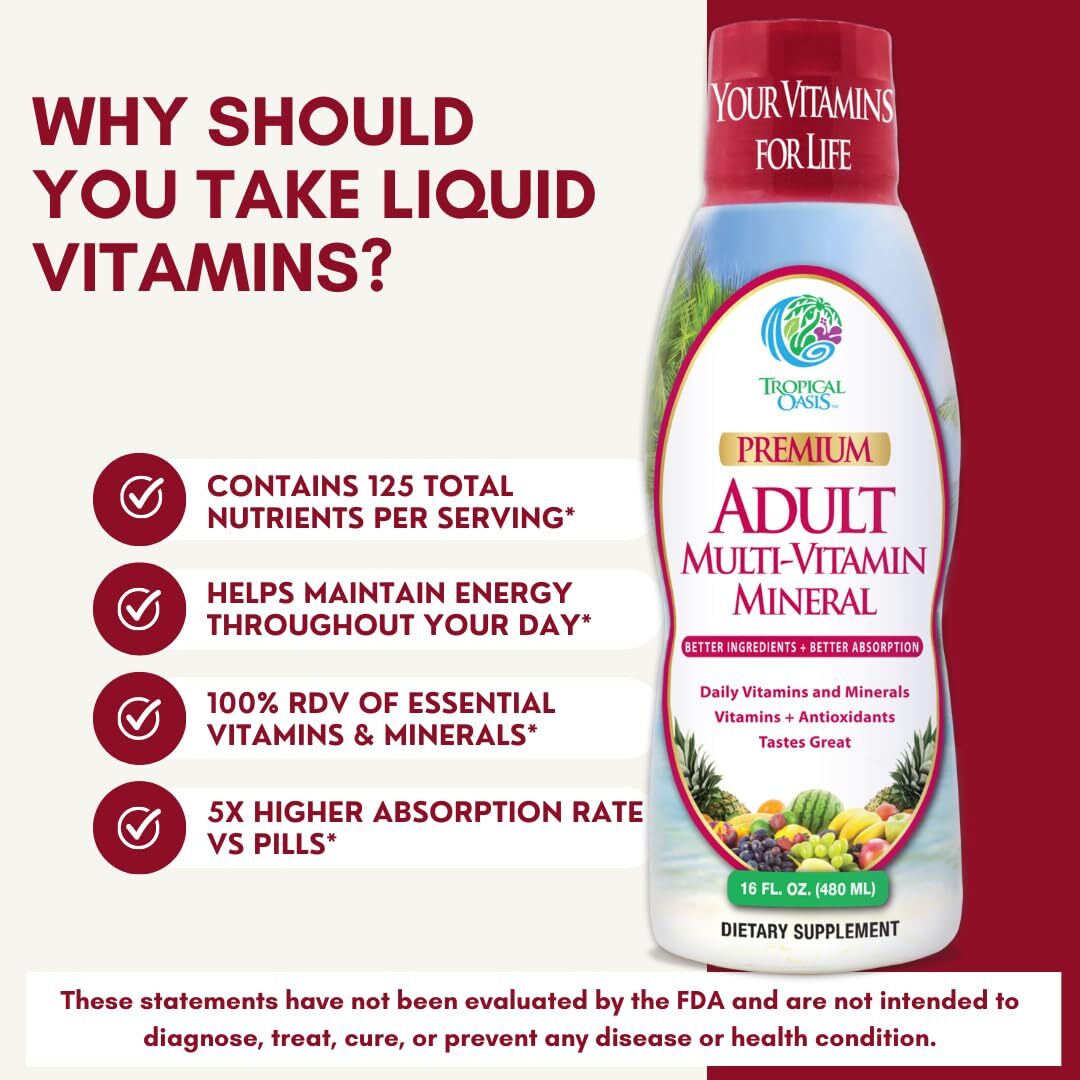 Tropical Oasis Liquid Multivitamin with Minerals Amino Acids 16 Fl Oz