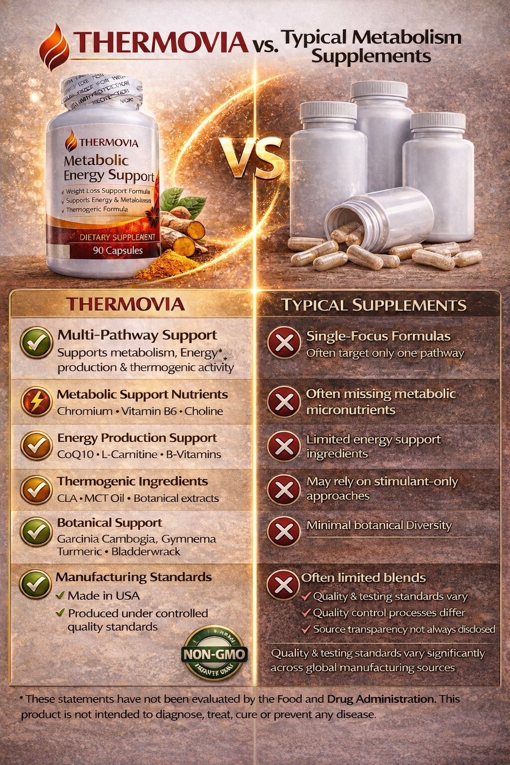 THERMOVIA Weight Management & Energy Metabolism Support Supplement 90 Capsules