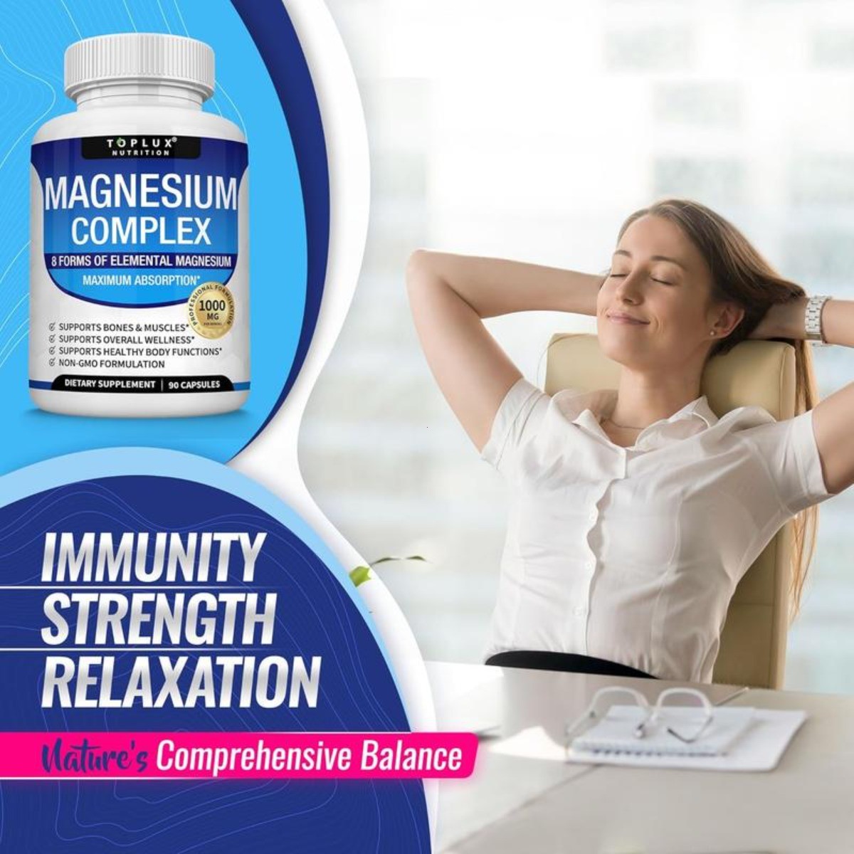 Magnesium Complex – 8 Forms for Sleep, Muscle & Bone Support,, 90ct