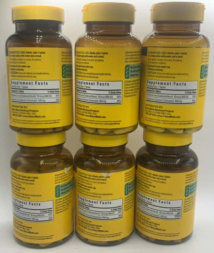 6PK Nature Made Calcium 500 mg With D3 ~ 130 Tablets Each ~ EXP 4/27 ~ FAST SHIP