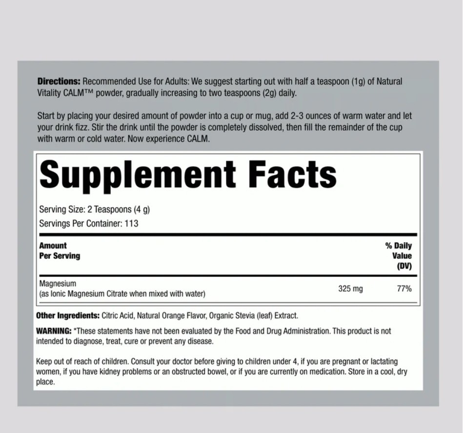 Calming Magnesium Citrate Powder Orange, 16 oz (453 g)