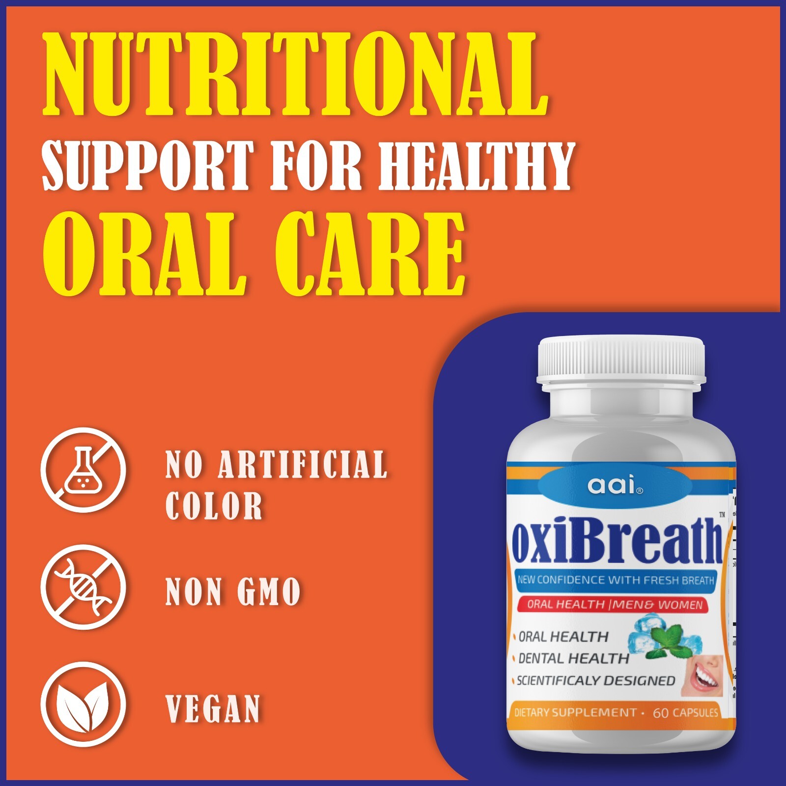 Combo Pack OxiBreath Breath Freshener,Bad Breath Odor Supplement for Men &Women