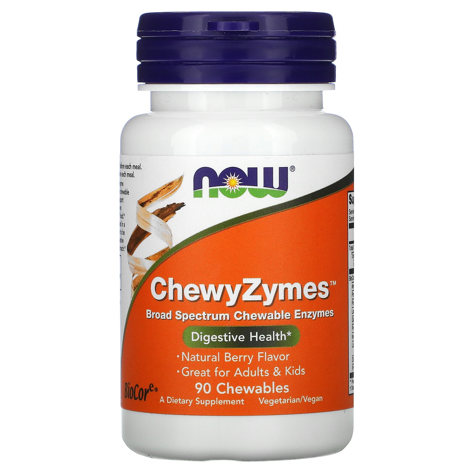 Now Foods ChewyZymes Natural Berry Flavor 90 Chewables GMP Quality Assured,