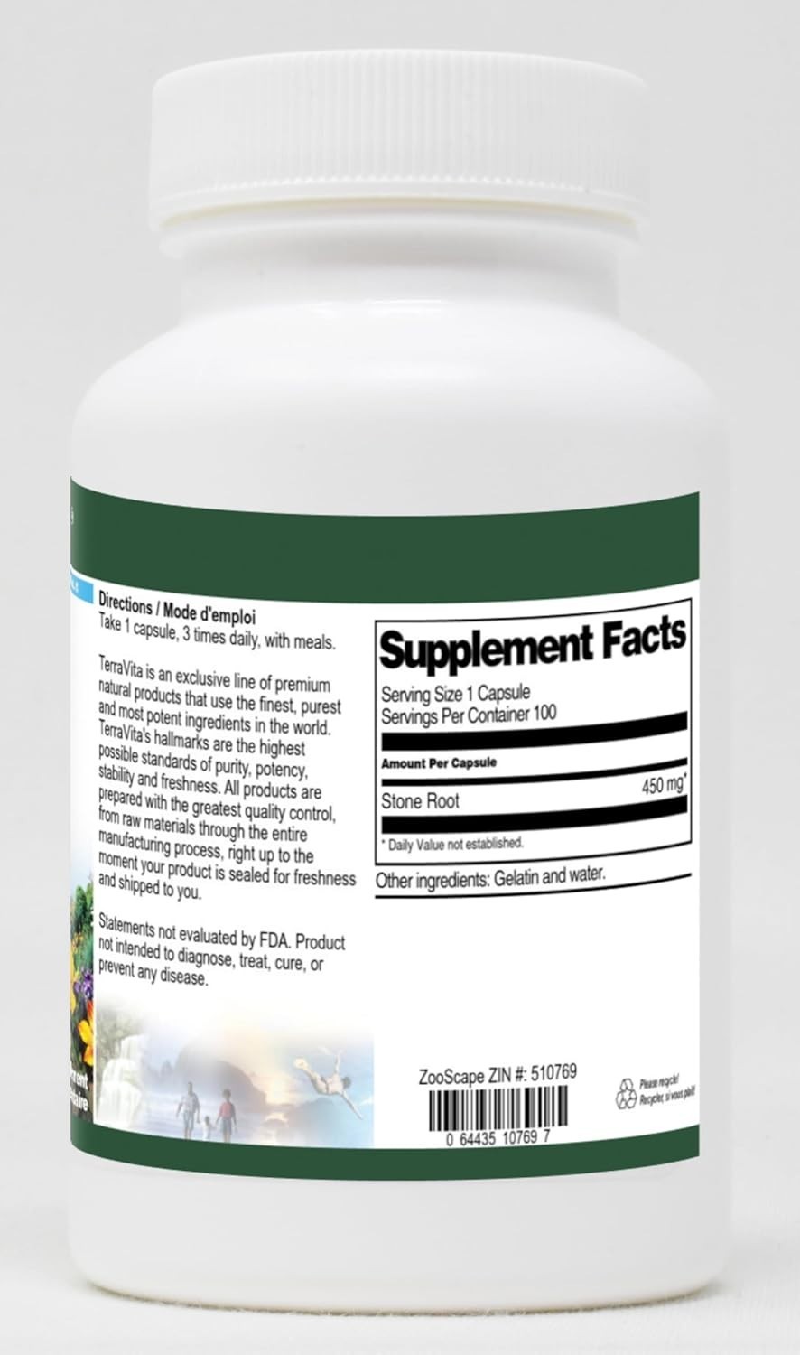 Collinsonia Stone Root 450mg – 100 Easy-to-Swallow Capsules for Digestive Health
