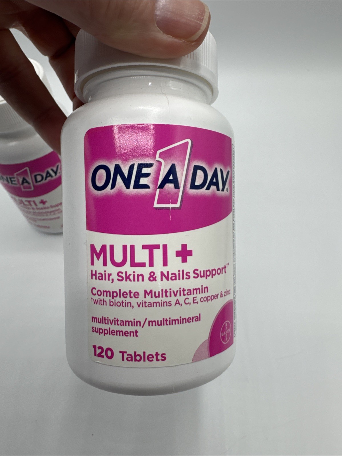 2 Pack One A Day Multi+ Hair Skin Nails Multivitamin Tablets 120ct, 240 Total