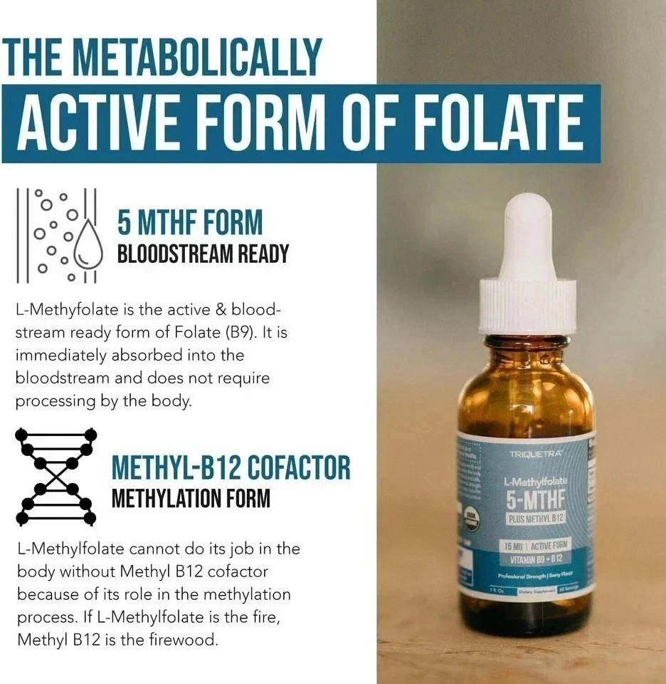 Triquetra 5-MTHF L-Methylfolate Liquid Drops Plus Methyl B12 1oz