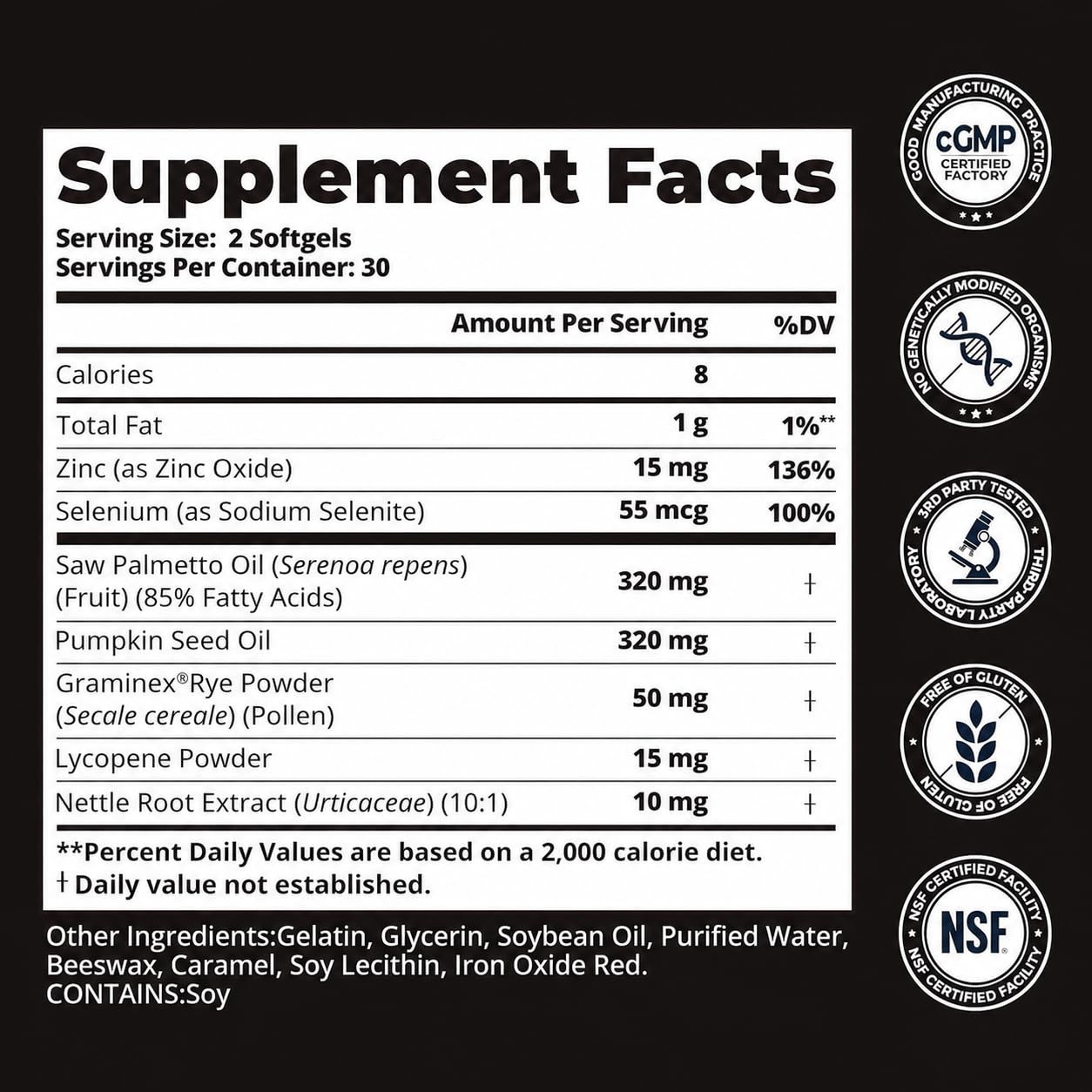 Prostate Health Supplements for Men – Saw Palmetto DHT Blocker, 60 Softgels