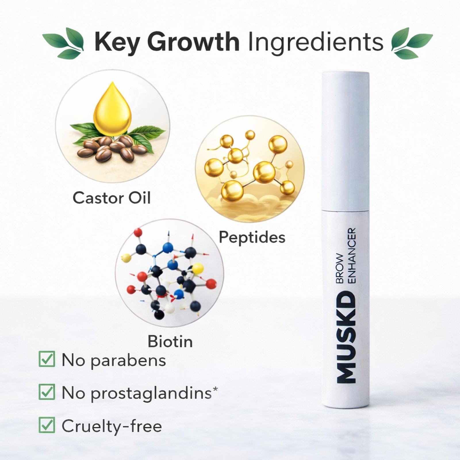 MUSKD Eyebrow Growth Serum (3ML) – Helps 0.1 Fl Oz (Pack of 1), Silver, White