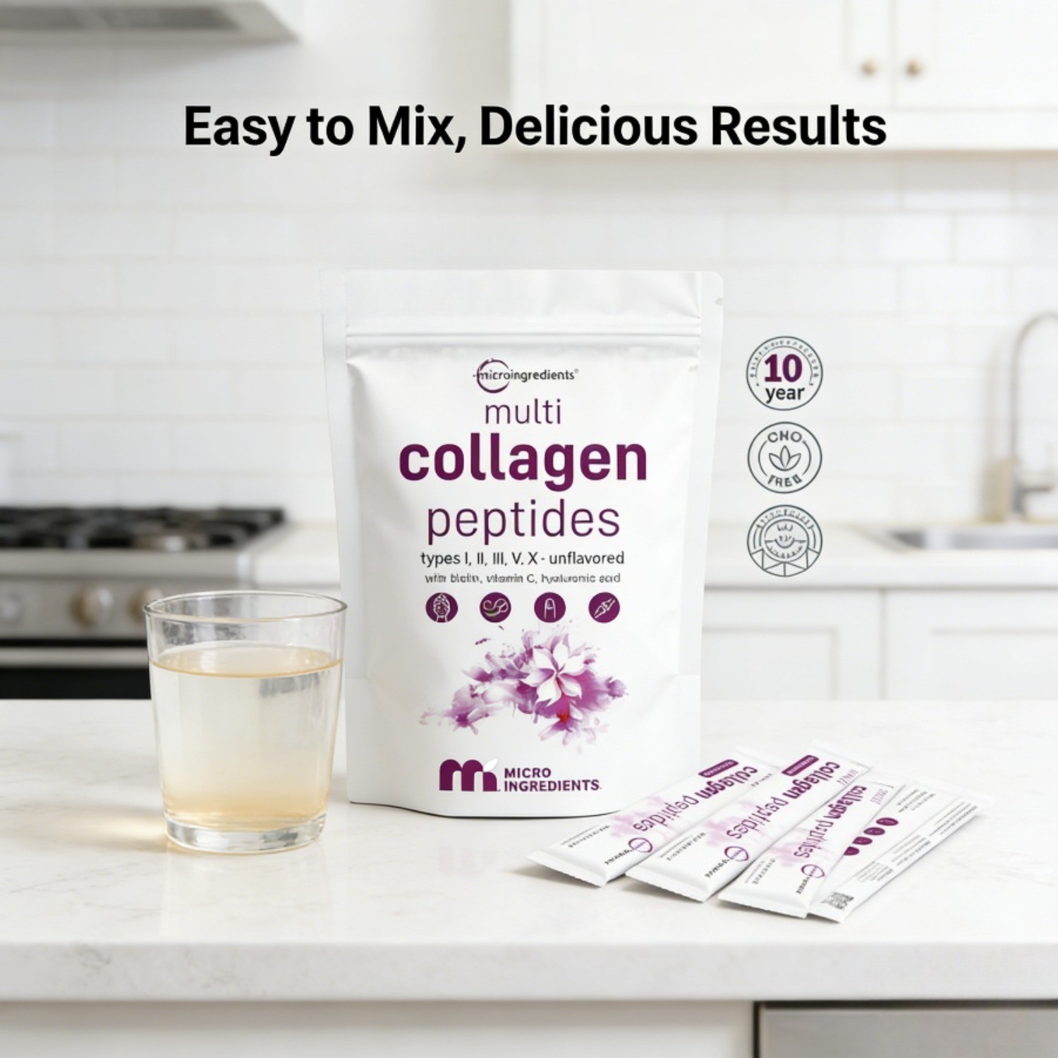 2-Pack Micro Ingredients Multi Collagen Peptides Types I II III V X Biotin 2lb
