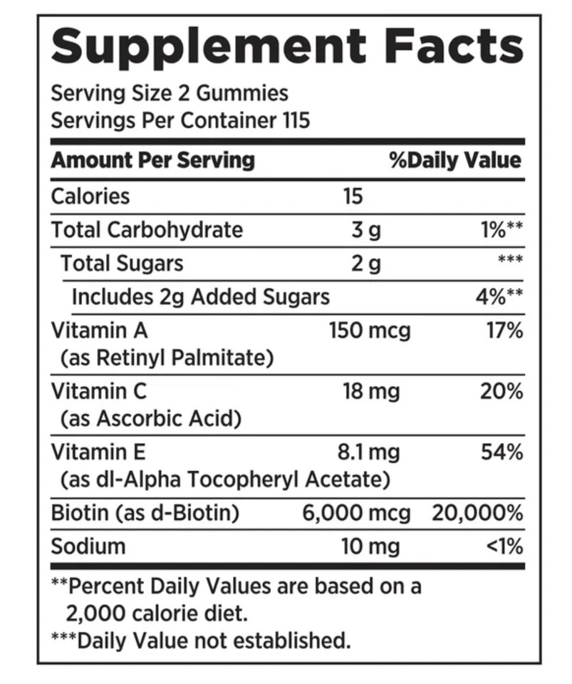 Hair Skin Nails Gummies 6000mcg Biotin 230 Count Natures Bounty