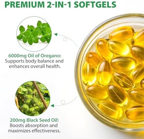 Resilia Oregano Oil Capsules 120 Count 6000mg Oil of Oregano with Black Seed oil