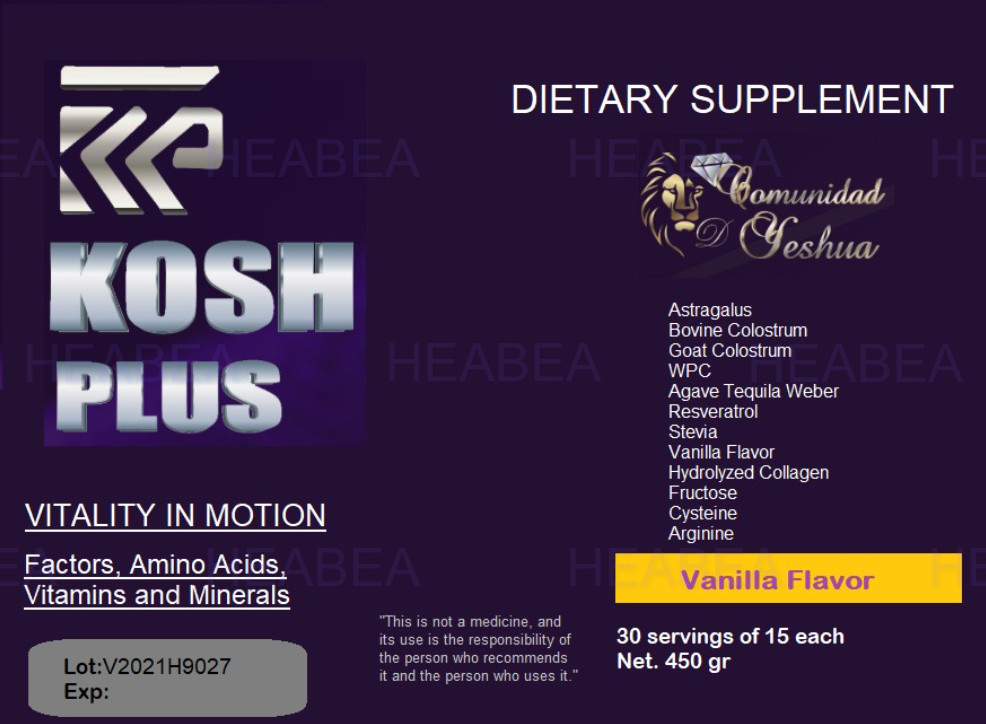 Nutritional supplement: Kosh (vanilla flavor)
