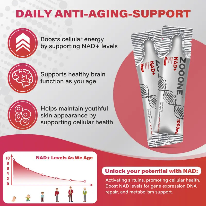 ZOOONE NAD+ Drink Mix – Skin & Energy Support – Berry 30pk