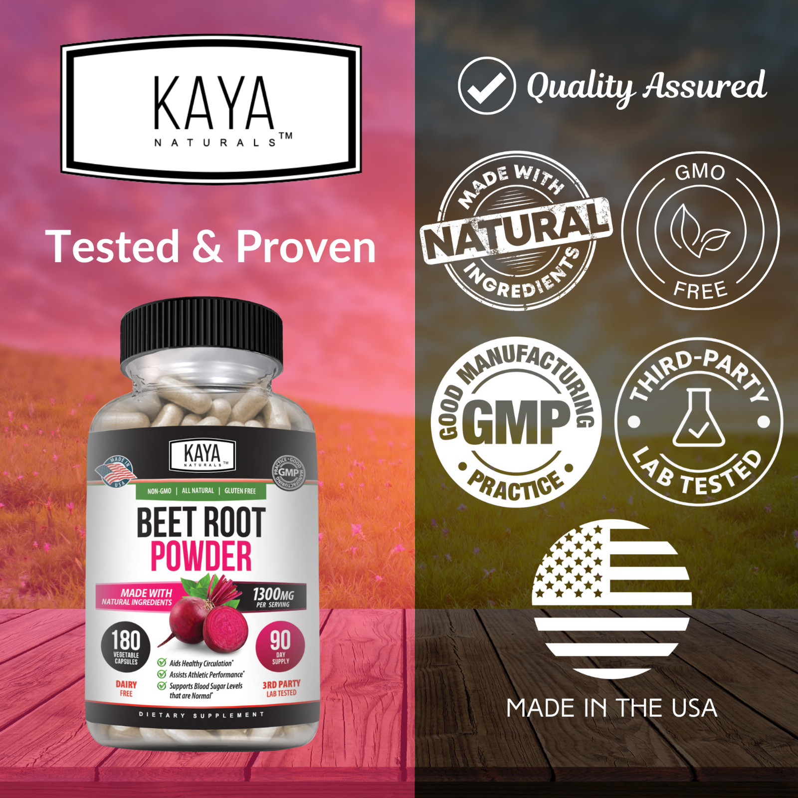Organic Beet Root Powder 1300mg 180ct Nitric Oxide Booster Superfood Beetroot