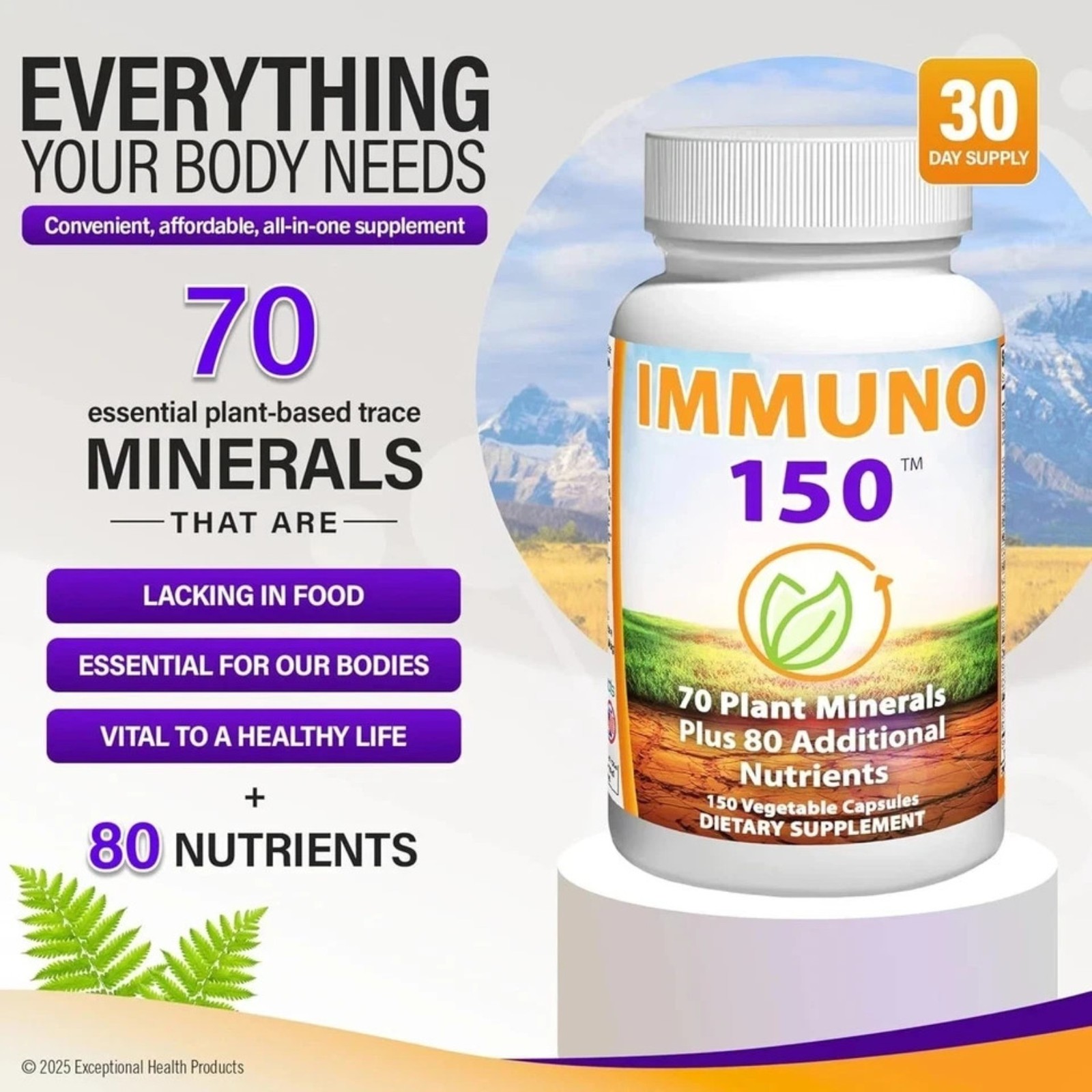 Original Immuno 150,-Immune Support Supplement, Packed with 70 Plant Minerals