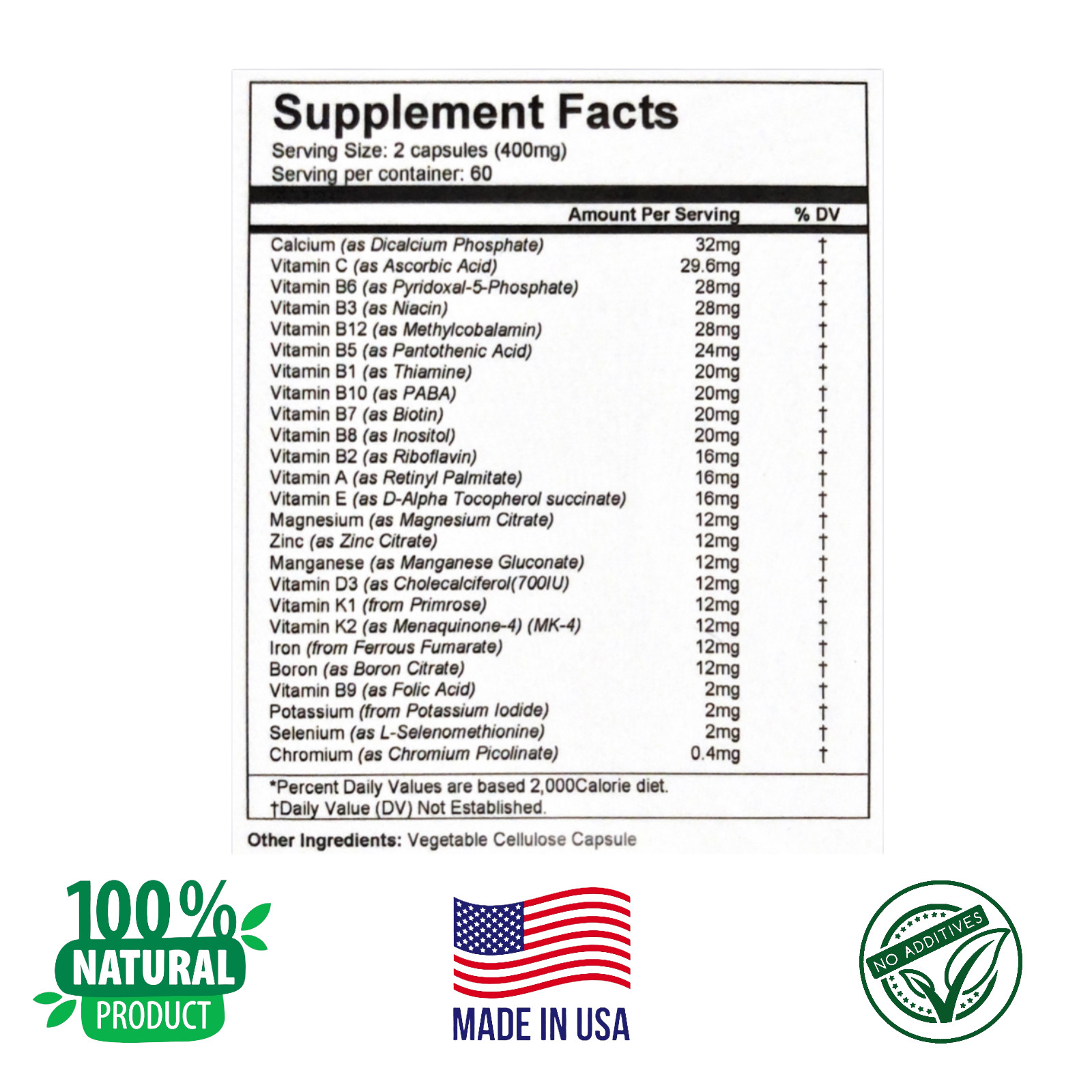 EASY TO SWALLOW MULTIVITAMINS AND MINERALS, 120 caps., General Wellness, Energy!