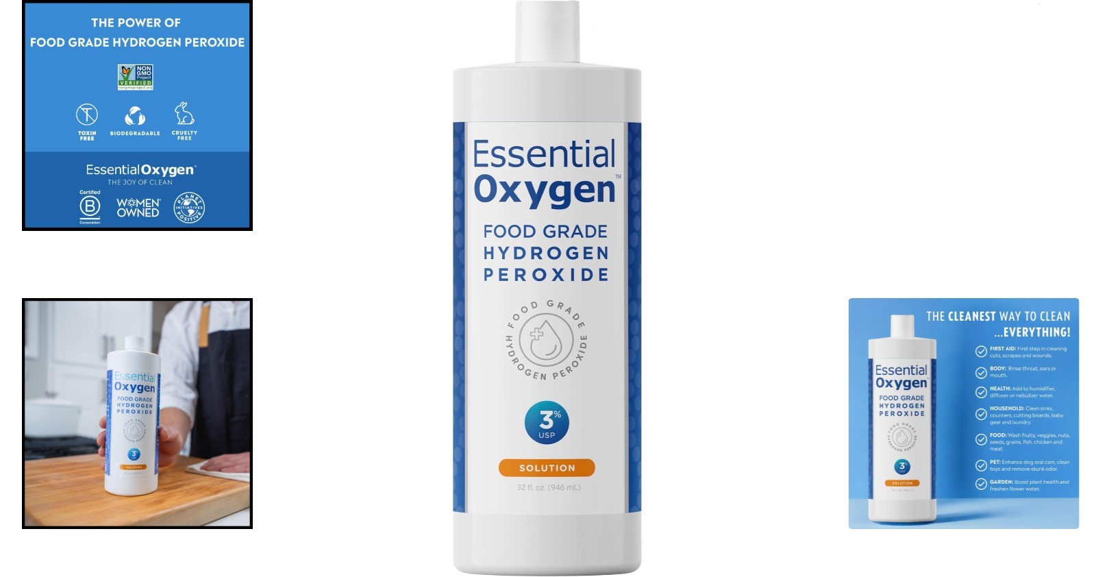 Versatile 32 Fl Oz Food Grade Hydrogen Peroxide – Cleaner for Home, Pets, Plants