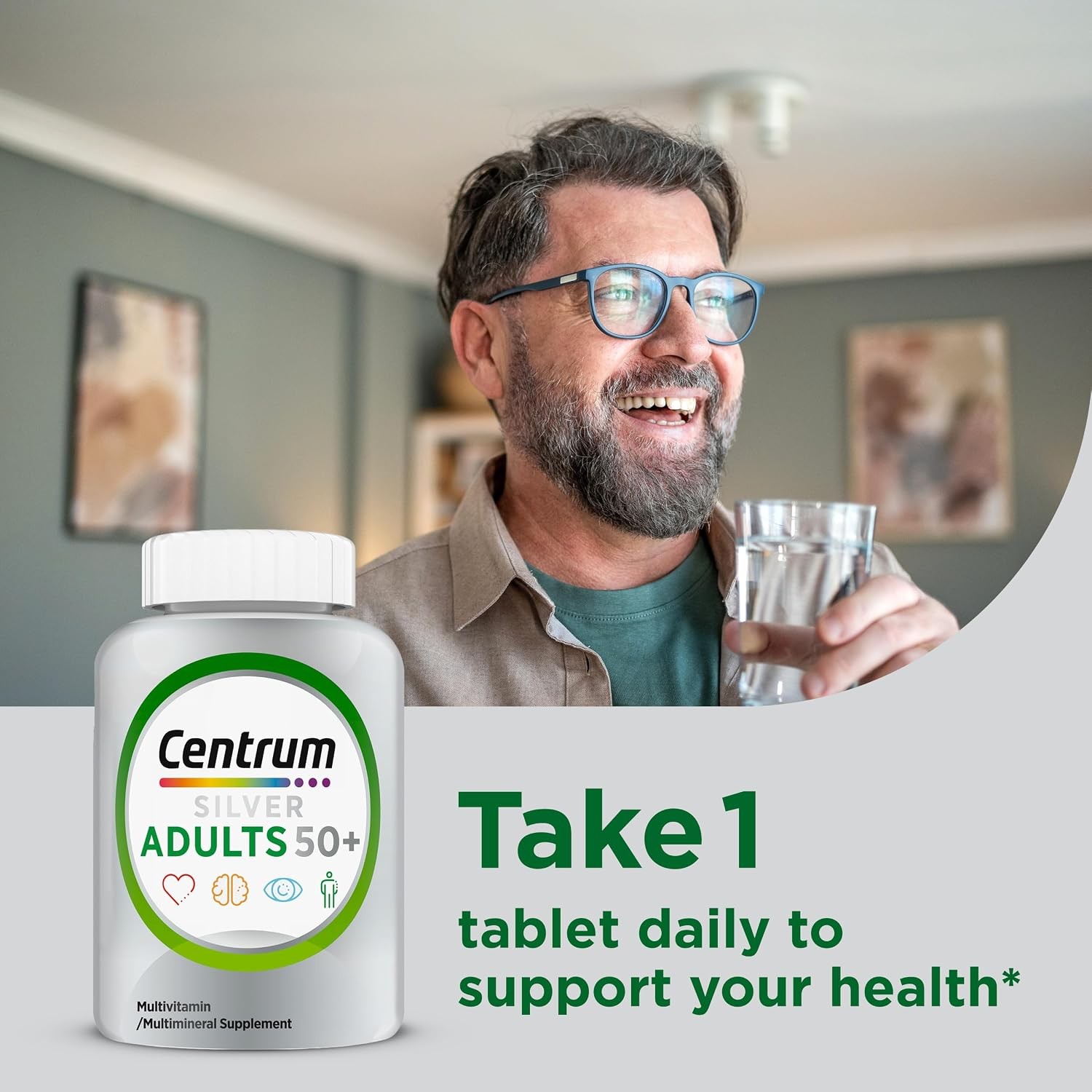 Adult Multivitamin Centrum Silver 220 Tablets for Seniors 50 Plus Vitamins