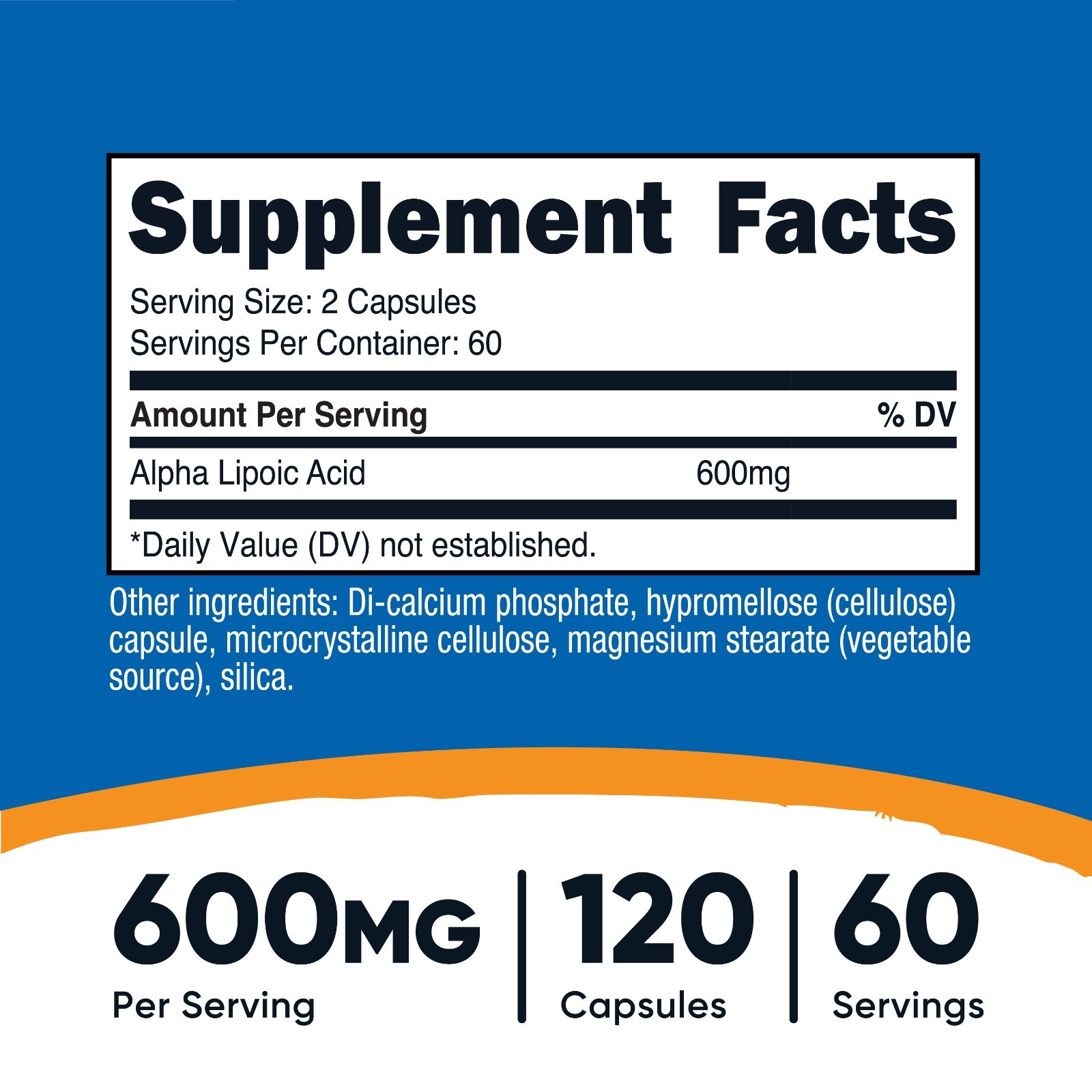 Nutricost Alpha Lipoic Acid 600mg Per Serving 120 Caps, 60 Servings