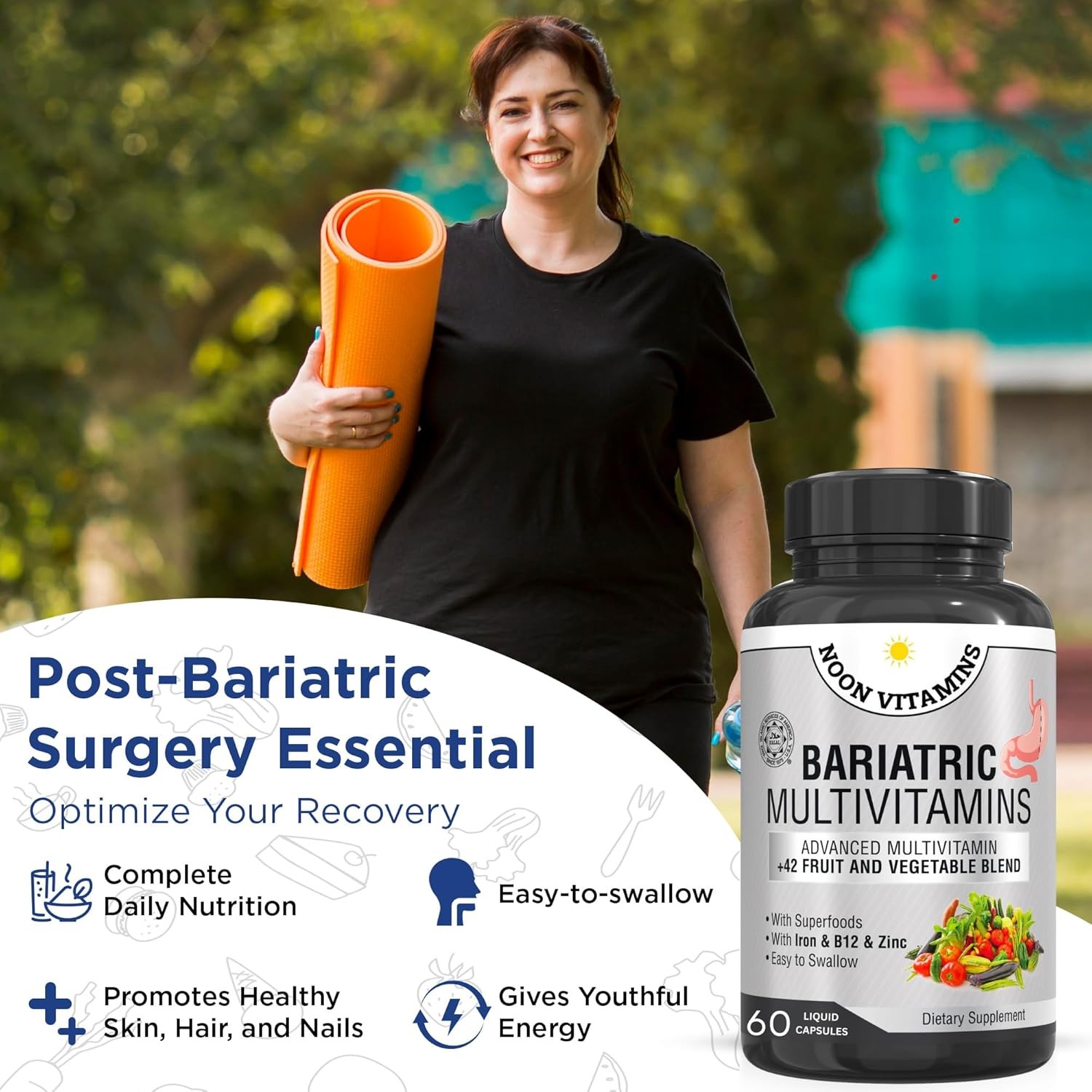 Bariatric Multivitamin with Iron for Men Women 42 Superfood Blend All-In-One