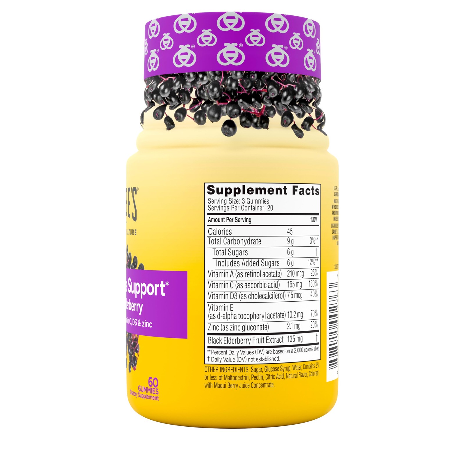 Zarbee’s Daily Immune Support* Gummies with Real Elderberry, Vitamins A, 60ct