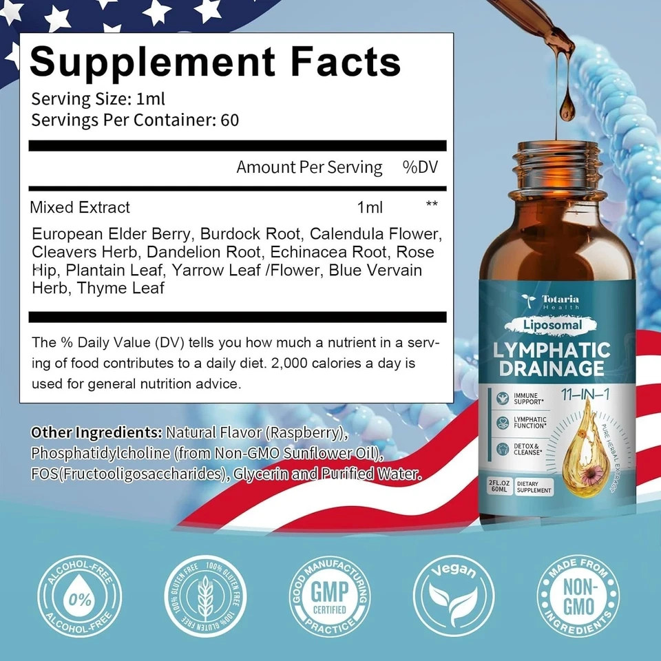 11-in-1 Liposomal Lymphatic Support – Organic Drops, 2 fl.oz
