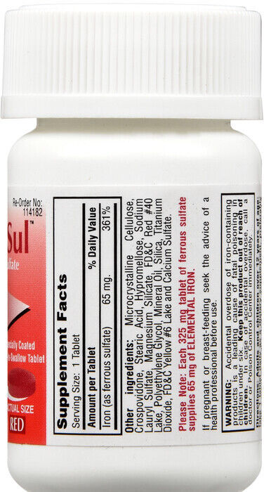 Major Feosol 325 mg (5 g) Ferrous Sulfate Coated Easy-To-Swallow Red 100 ct