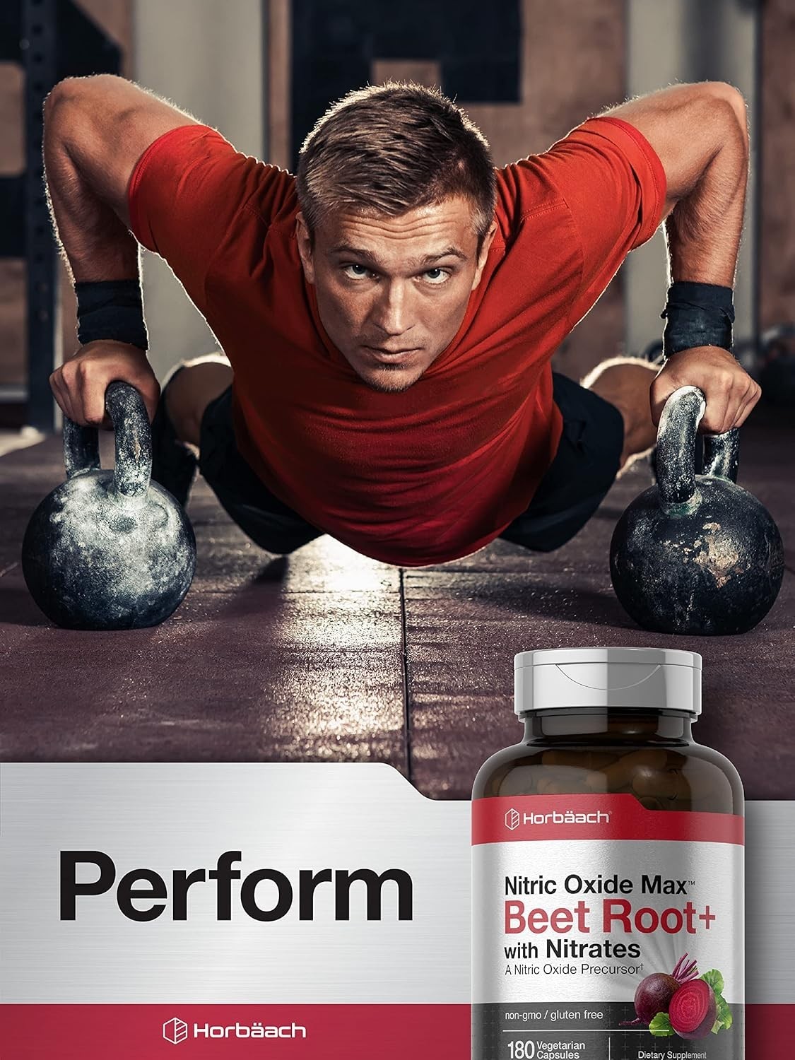 Nitric Oxide Beet Root Capsules | With Nitrates | 180 Count | by Horbaach