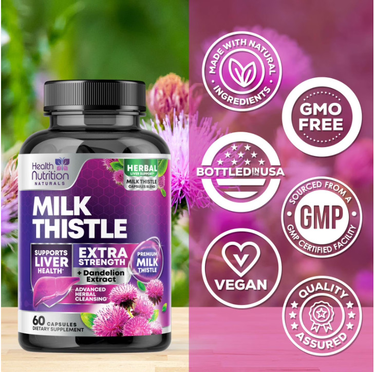 Milk Thistle Supplement for Liver Detox and Cleanse 1000mg, Milk Thistle Extract