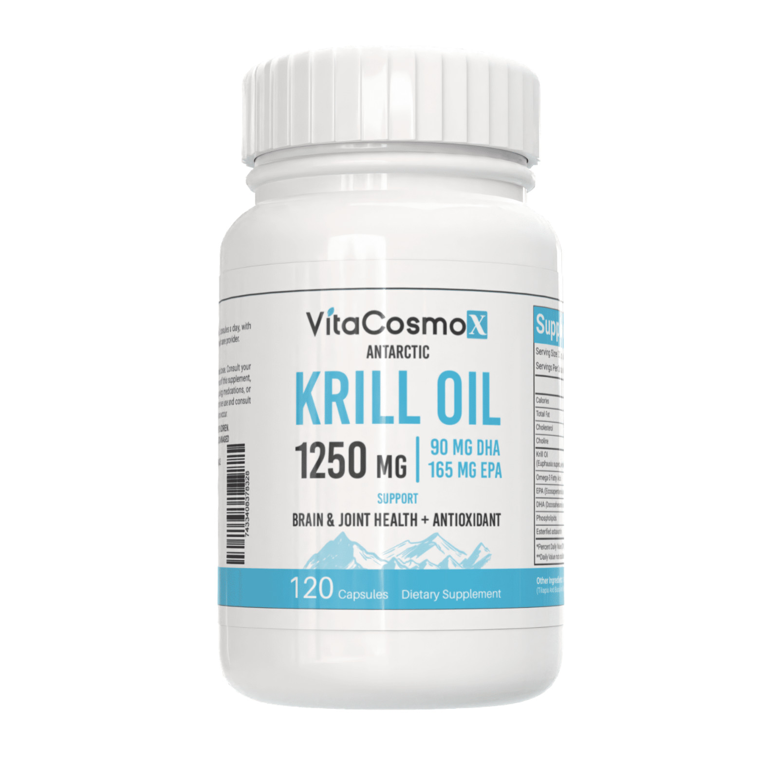 VitaCosmoX Antarctic Krill Oil 1250mg for Brain & Joint Support 120 capsules