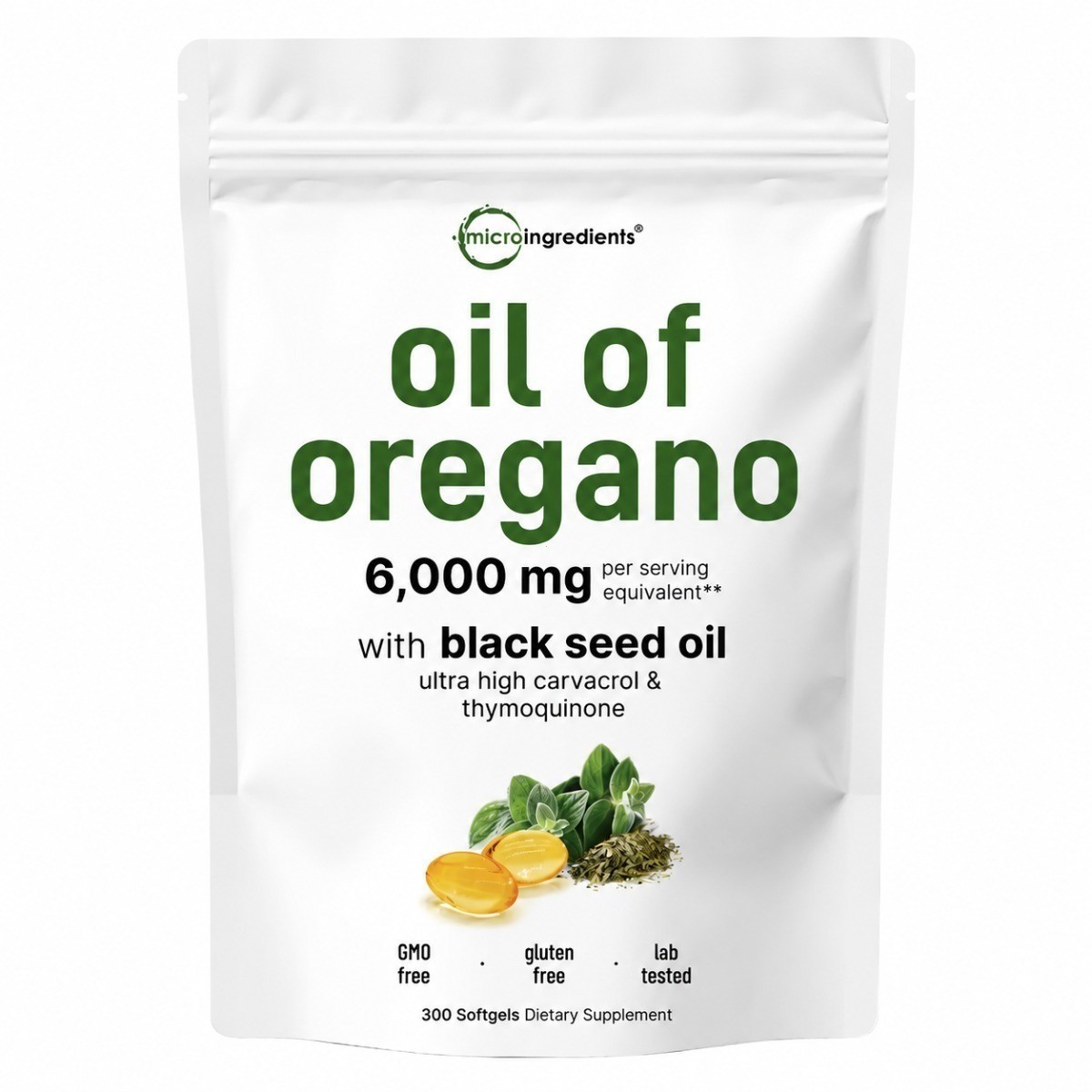 2 in 1 Oil of Oregano & Black Seed Softgels Count with Carvacrol,Immune Supports