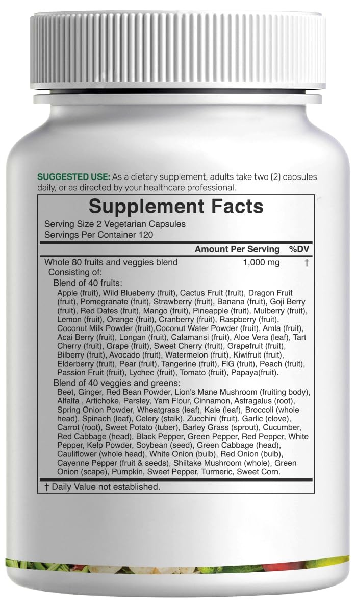 Nature’s Fruits & Veggies Supplement, 240 Veggie 240 Count (Pack of 1)