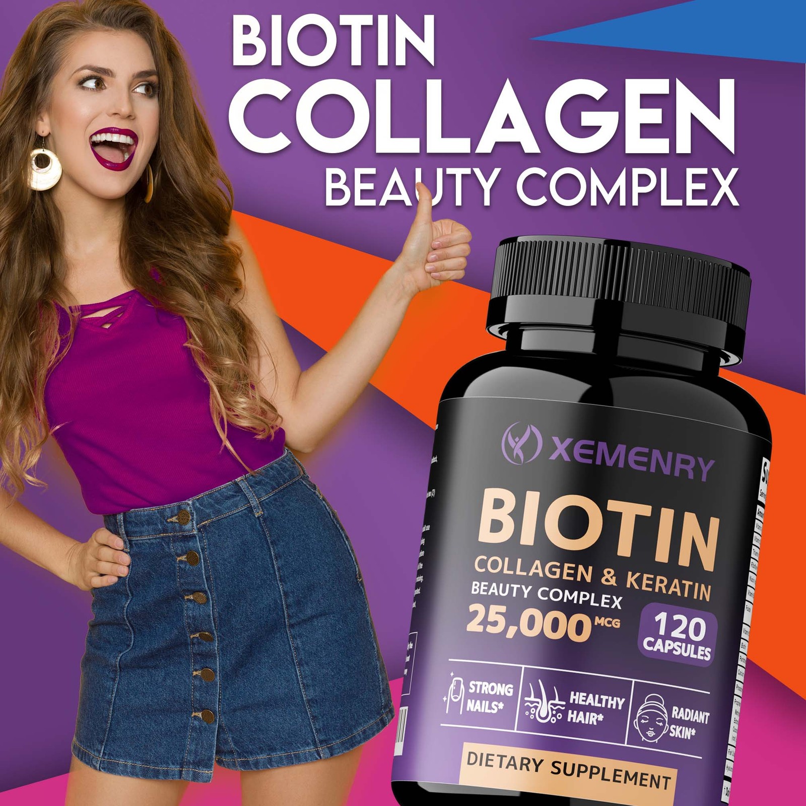 Biotin Collagen & Keratin 120pcs- Anti-Aging, Skin Health, Prevents Hair Loss