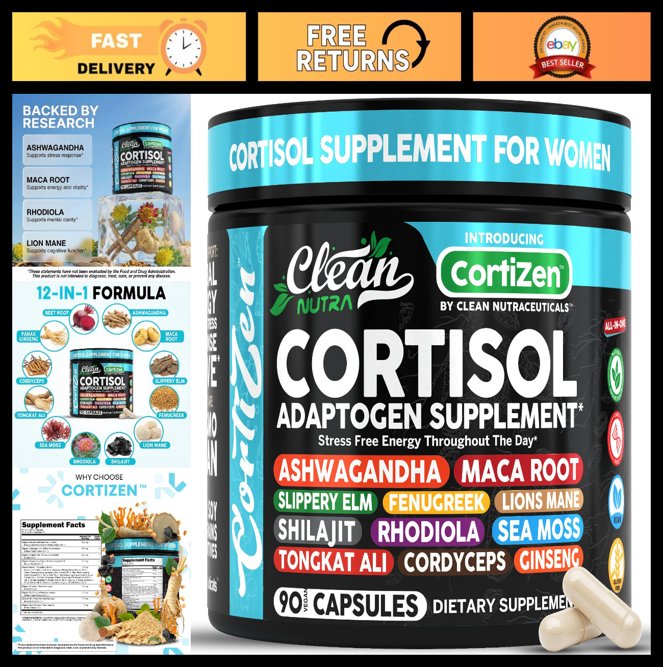 Cortisol Manager Supplements for Women | Maca, Ashwagandha, Detox & Stress Relie