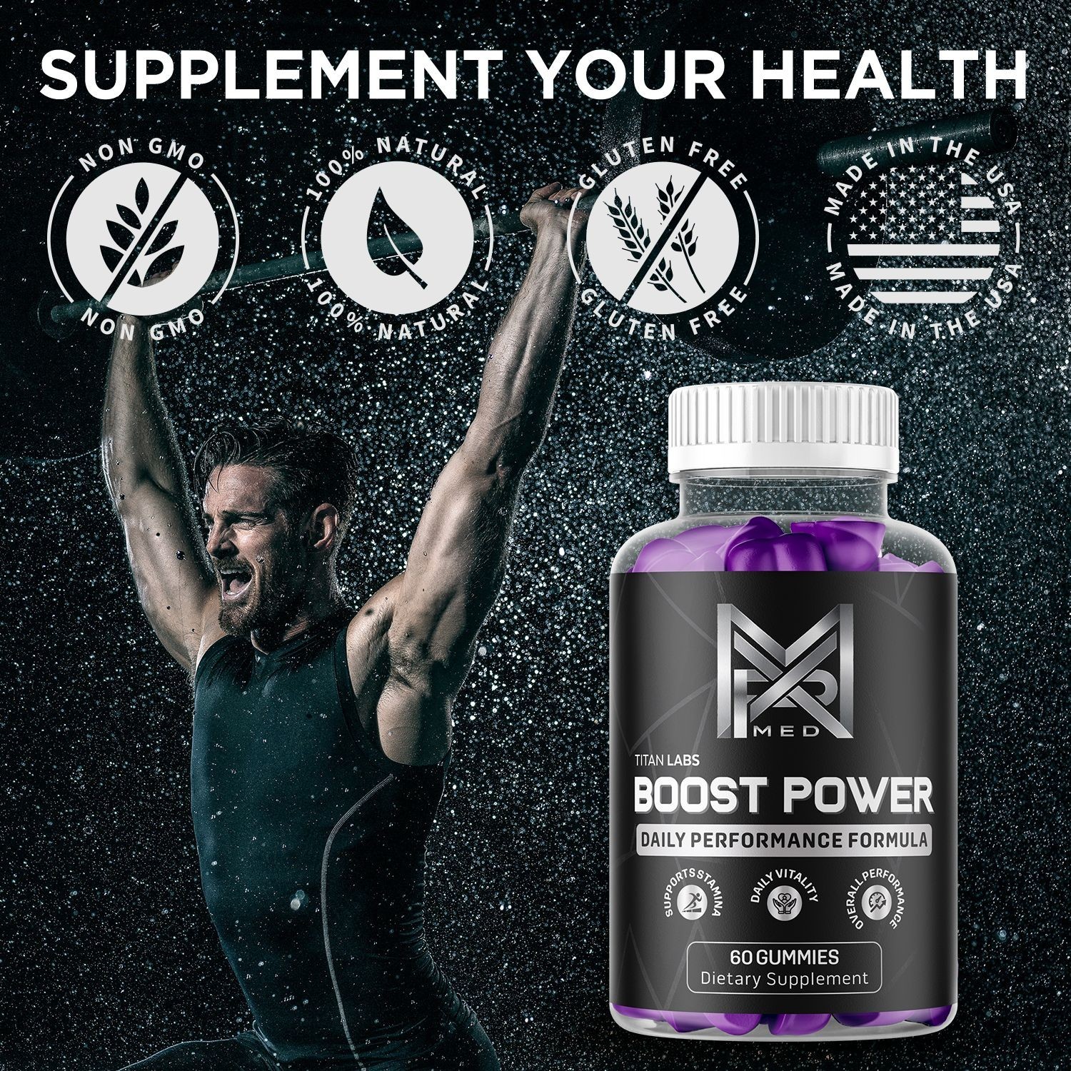 (1 Pack) Boost Power Gums Advanced Male Support Supplement BoostPower 60 Gummies
