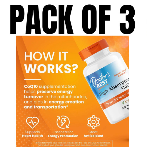 Doctor’s Best High Absorption CoQ10 – 60 Count (Pack of 3)