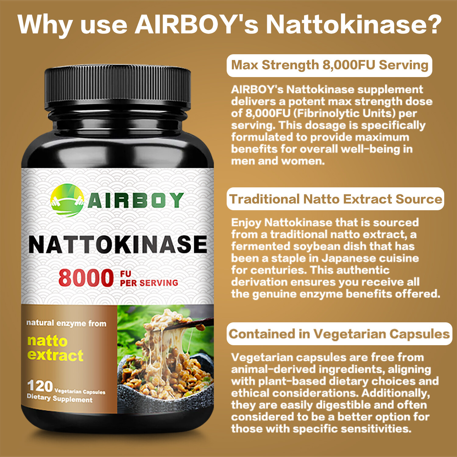 Nattokinase 8000FU – Blood Flow, Heart & Cardiovascular Health, Highly Absorbent