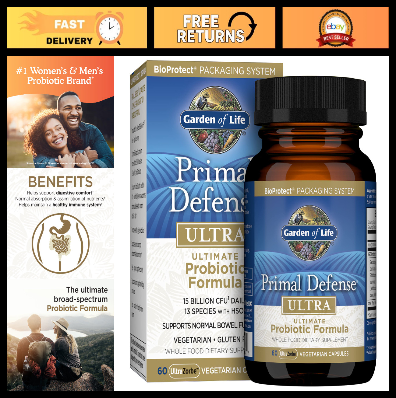 Primal Defense Ultra Probiotic Supplement, 60 Capsules for Digestive Health