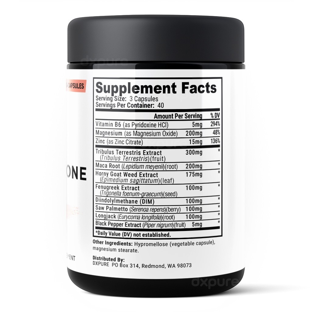 Dxpure T-Level Complex – 120 Capsules – Gluten Free Non-GMO
