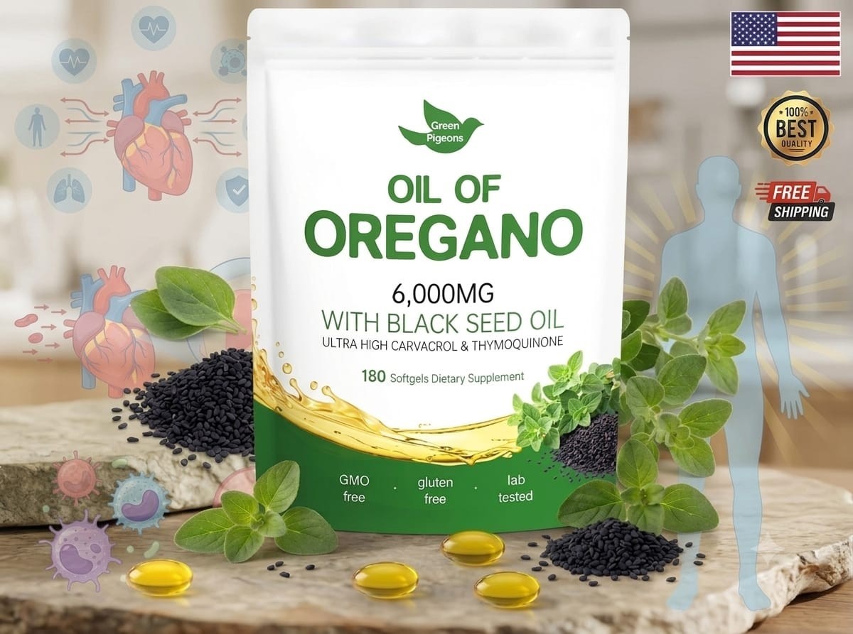 Oil of Oregano 6000mg with Black Seed Oil Softgels – 180 Capsules