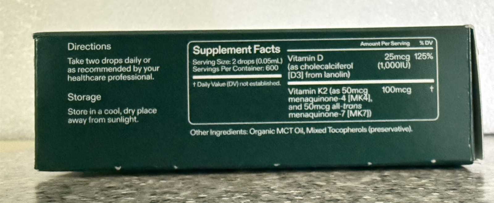 AG Vitamin D3 + K2 Liquid Drops Dietary Supplement, 1 fl oz (30 mL)