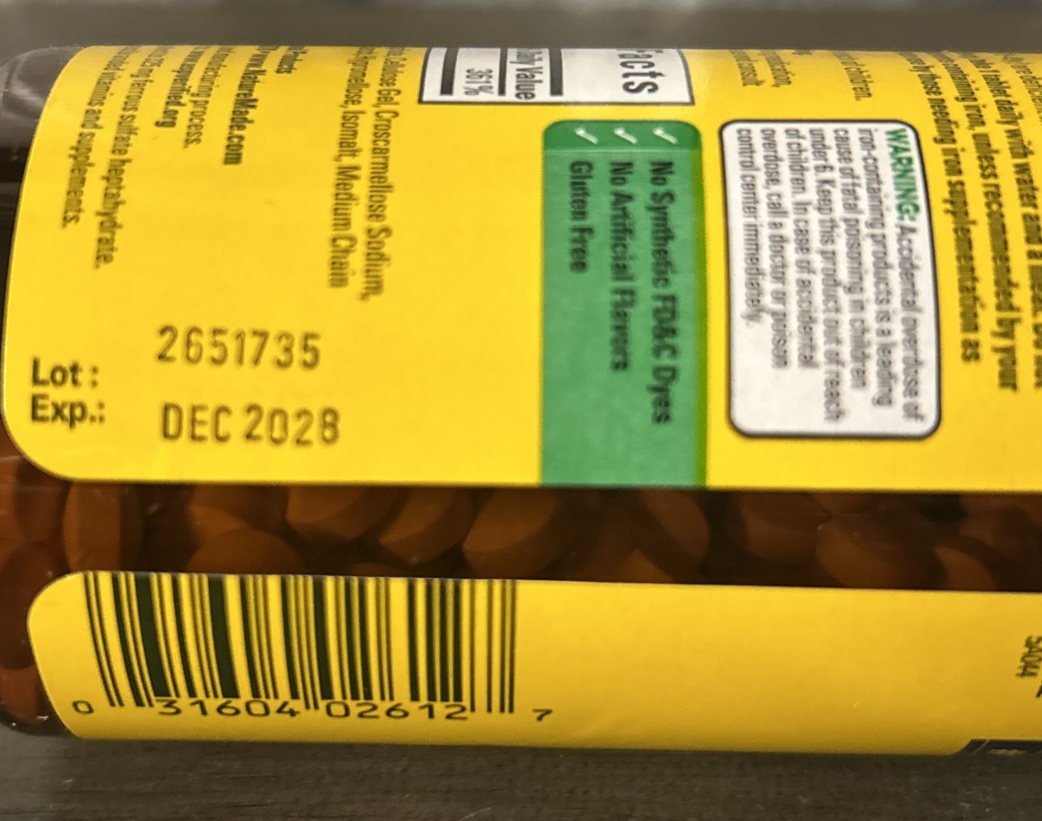 Nature Made Iron 65mg 180 Tablets Dietary Supplement Exp 12/2028