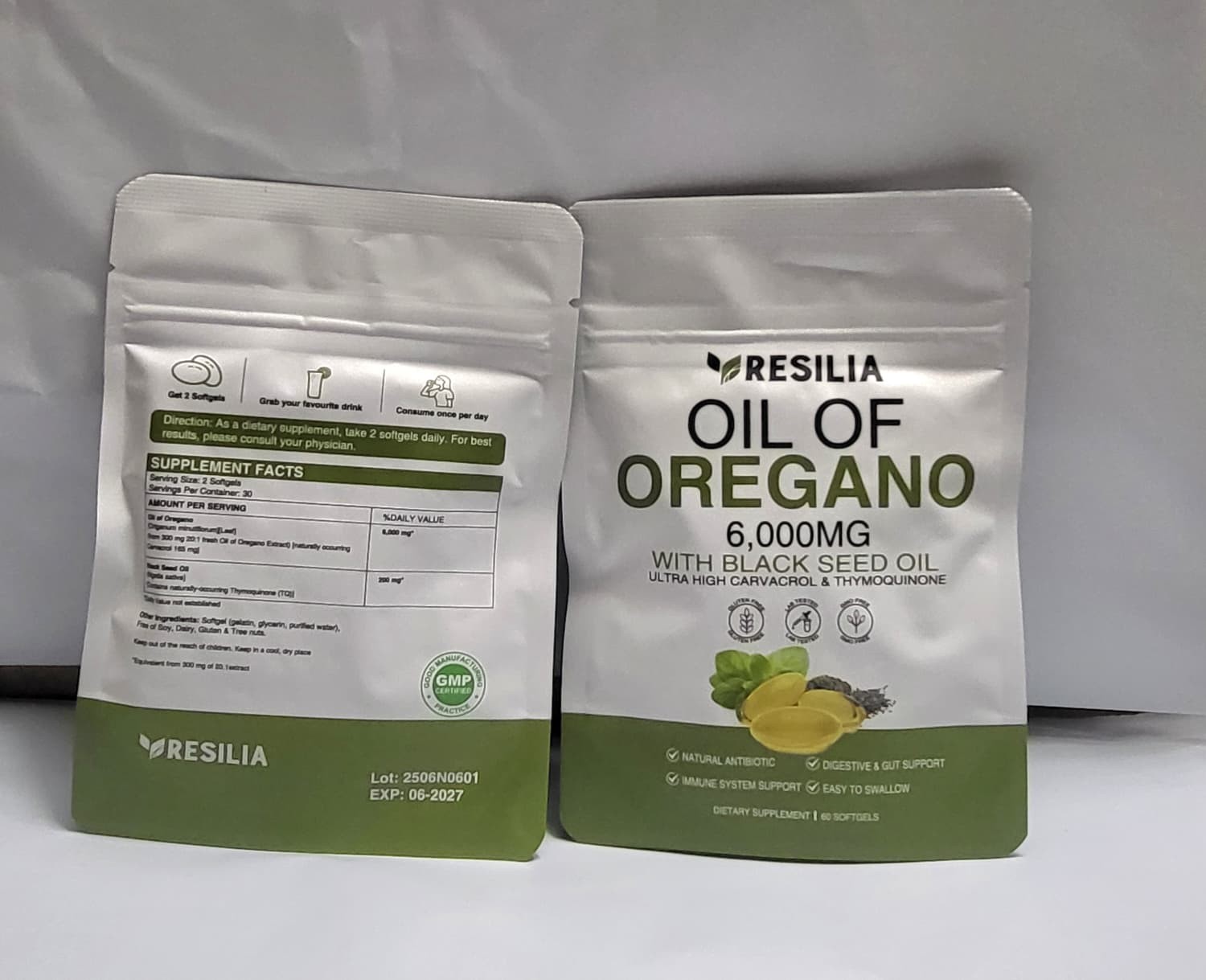 2 in 1 Oil of Oregano & Black Seed Softgels with Carvacrol , Immune Support