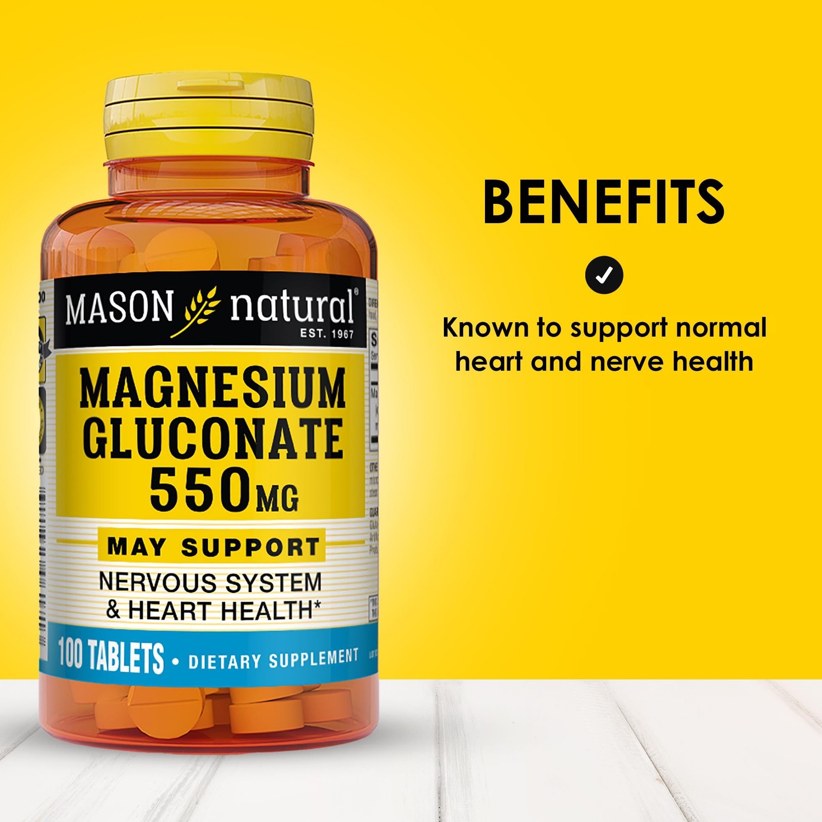 Mason Natural Magnesium Supplement 100 Count Easy to Swallow Daily Support