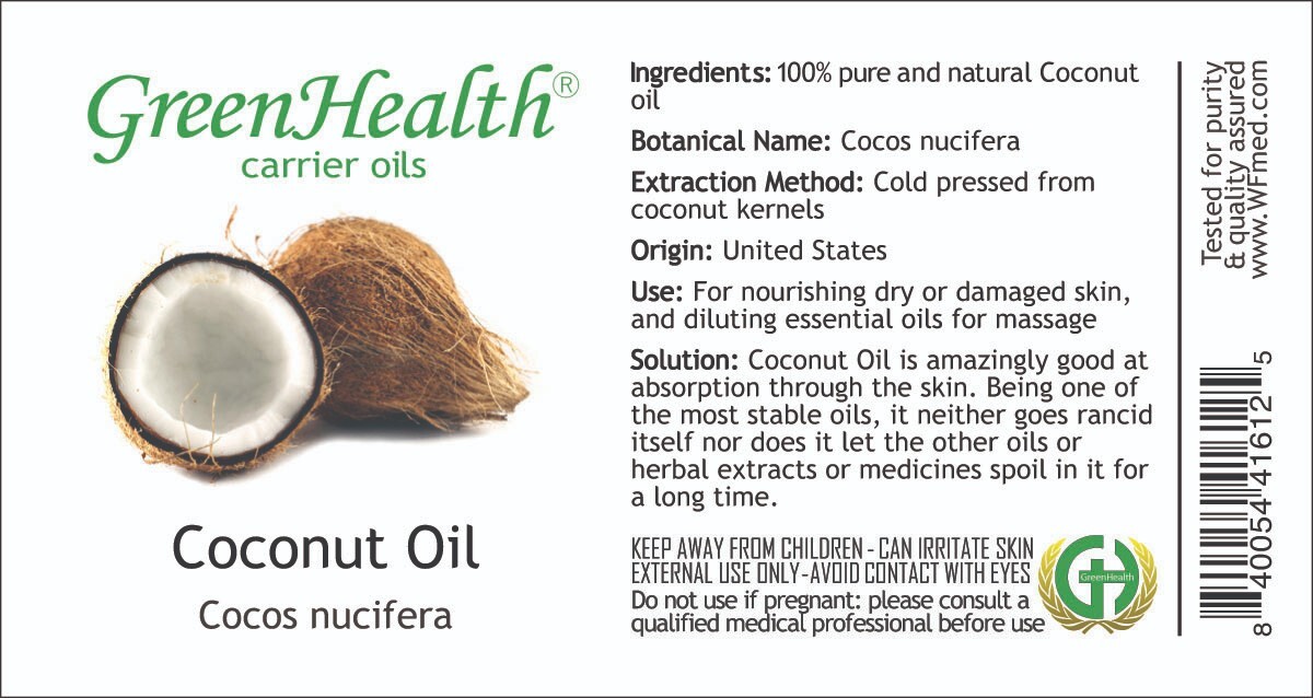 4 fl oz Fractionated Coconut Carrier Oil (100% Pure & Natural) – GreenHealth